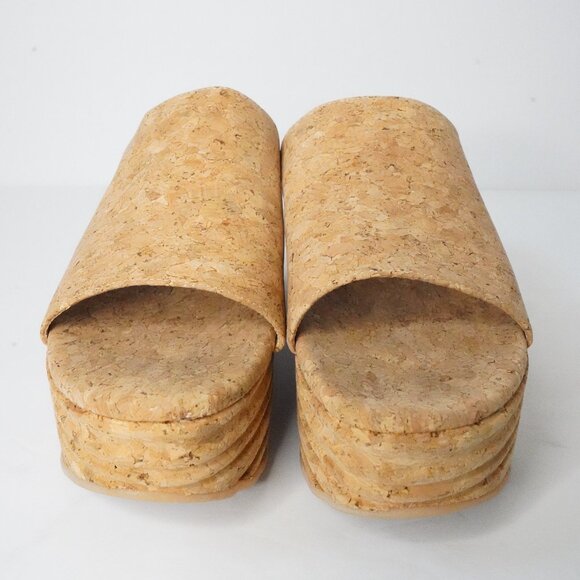 Jeffrey Campbell, Cork Platform Slides Sandals, Tan, Beige - Picture 2 of 6